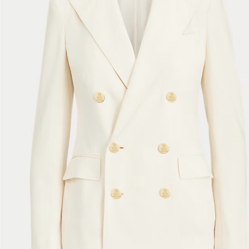 Ralph Lauren mascarpone Cream Double-Breasted Blazer with cream Buttons 98% wool